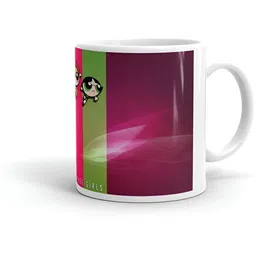 Mr UVD White & Pink PowerPuff Girls Printed Ceramic Glossy Mug - 350 ml image 3