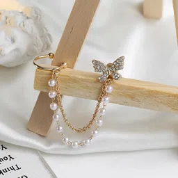 GOLDIWALA Gold-Plated Artificial Stones Studded Korean Butterfly Shaped Studs image 5
