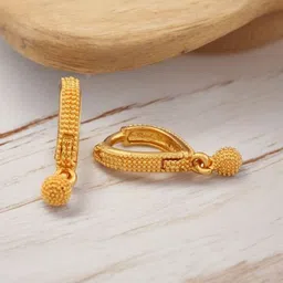 SHREE KRISHNA SHOPPING Women Gold Brass Gold Pleated Hoop Earring-picture-38