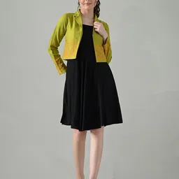 DressBerry wOMEN Embroidered Jacket Fit & Flare Dress-picture-34