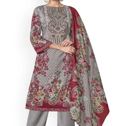 DRAVINAM Trends Embroidered Pure Cotton Unstitched Dress Material-picture-33
