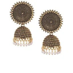 VIKESA Gold-Plated Artificial Beaded Dome Shaped Jhumkas image 5