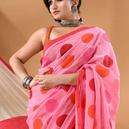 DESH BIDESH Polka Dot Printed Saree-picture-16