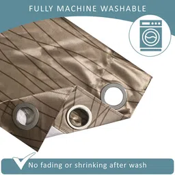 Kuber Industries Cream-Coloured & Brown 2 Pieces Floral Printed Door Curtain image 2