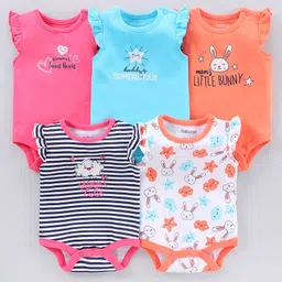 Babyoye Sleeveless Onesie Pack Of 5 - Multicolor-picture-19