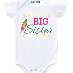 KNITROOT Half Sleeves Big Sister Print Onesie - White-image-55