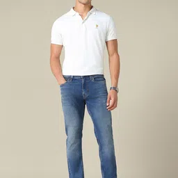 U.S. Polo Assn. Denim Co. Men Tapered Fit Mid-Rise Light Fade Stretchable Jeans image 3