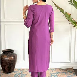 Ethnic 3 You Women Floral Embroidered Regular Thread Work Pure Cotton Kurta with Trousers & With Dupatta image 5