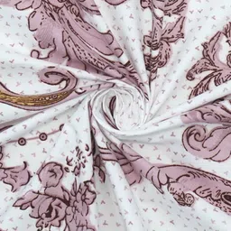 Florida Mauve & White Ethnic Motifs 160 TC Bedsheet with 2 Pillow Covers image 2