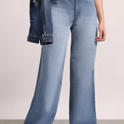Urbano Fashion Women Baggy Clean Look Light Fade Cotton Jeans-image-71