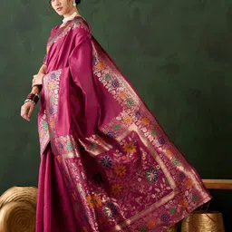 Sangria Woven Design Banarasi Saree With Blouse Piece image 3