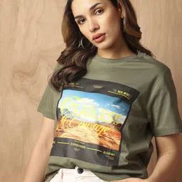 The Roadster Lifestyle Co Printed Cotton T-Shirt-image-99