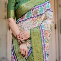 ALMAARI FASHION Ethnic Motifs Woven Design Art Silk Banarasi Saree-picture-35