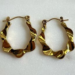 ANAMIKA Gold Plated Wavy Hoops Earrings-picture-23