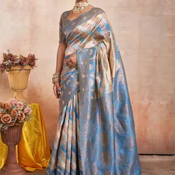 Areca Designer Paisley Pure Silk Designer Traditional Banarasi Saree-image-37