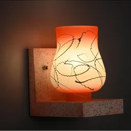 1ST TIME Orange & Red Textured Wood Contemporary Abstract Shaped Shaped Wall Lamp image 5