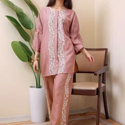 Tzelynn Women 2pcs Viscose Rayon Floral Embroidered Tunic With Palazzo-picture-18