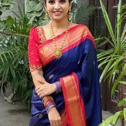 A S CREATION Ethnic Motifs Woven Design Zari Pure Silk Kanjeevaram Saree image 4