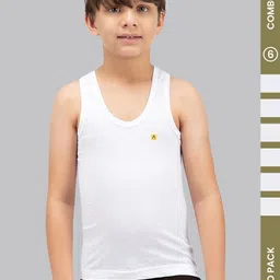 AMUL COMFY Boys Pack Of 6 Pure Cotton Undershirt Vests image 4