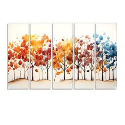 RANDOM Vinyl White & Yellow 5 Piece Canvas Floral and Botanical Wall Paintings-image-70
