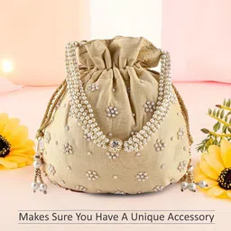 Kuber Industries Embroidered Embellished Potli Clutch image 3