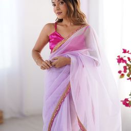 Mitera Embellished Sequinned Organza Saree-picture-21