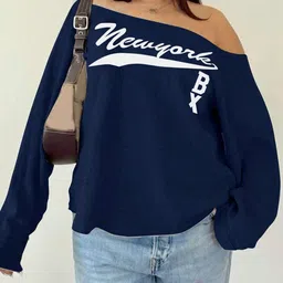 SXV STYLE Women Printed Off Shoulder Sweatshirt-image-47