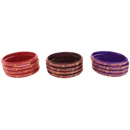 ZULKA Set of 24 Traditional Floral Printed Glass Kada Bangles image 3