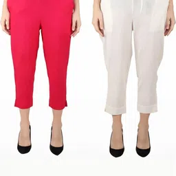 SVKETAIL Women Pack Of 2 Cotton Trouser With 2 Pockets-image-49
