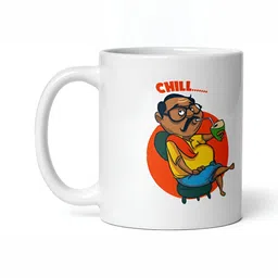 Mr UVD White & Orange Graphic Printed Ceramic Matte Mugs 350 ML-picture-21