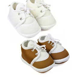 NESKA MODA Unisex Kids Pack Of 2 Lace Up Cotton Booties-picture-32