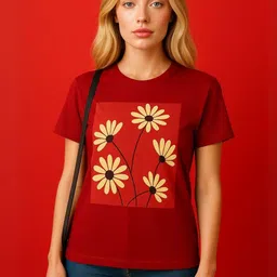 Myrung Women Floral Printed Bio Finish T-shirt-picture-26