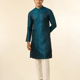 Diwas by Manyavar Geometric Woven Design Mandarin Collar Straight Kurta image 5