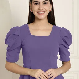 Metronaut Puff Sleeve Peplum Top image 5