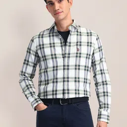 U.S. Polo Assn. Men Tailored Fit Tartan Checks Opaque Checked Casual Shirt-picture-27