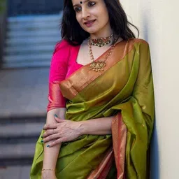 FASHIONIZO Woven Design Silk Blend Handloom Saree-picture-12