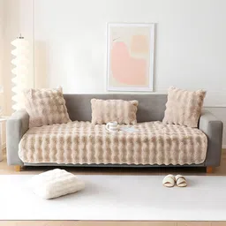 DREAM CARE Beige & Beige 1 Piece Sofa Cover-picture-37