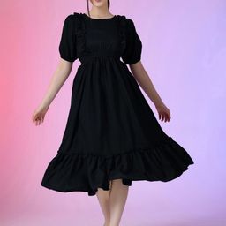 Raiyani Enterprise Puff Sleeve Fit & Flare Midi Dress-picture-20