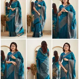 RAJMUDRAFASHION Woven Design Zari Silk Blend Handloom Banarasi Saree-picture-29