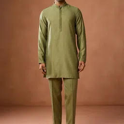 KISAH Mandarin Collar Long Sleeves Straight Kurta With Trousers-picture-12