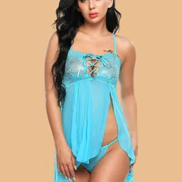 ZERJAMA Women Self Design Shoulder Straps Baby Doll-picture-19