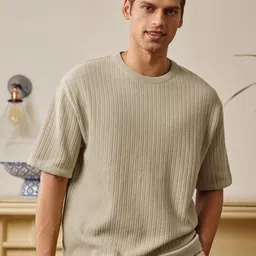 Andamen Men Self Design Round Neck Cotton Relaxed Fit T-shirt-picture-30