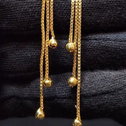 Anshenterpris 2 Gram Gold-Plated Crystals Studded Sui Dhaga Tasselled Square Drop Earrings image 2