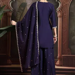 SANISA Women Ethnic Motifs Embroidered Kurta with Sharara & Dupatta image 5