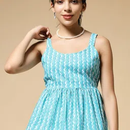 Istyle Can Women Abstract Printed Cotton Peplum Top image 3