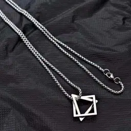 KPOP Men Stainless Steel Silver-Plated Circular Pendant With Chain-picture-33