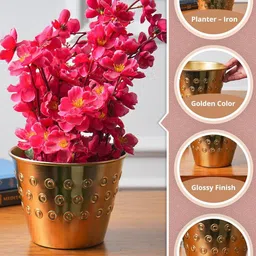 MARKET99 Gold Toned Polka Embossed Planter image 3