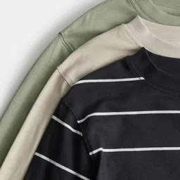 Marks & Spencer Pack of 3 Boys Pure Cotton Long Sleeves Tshirts image 2