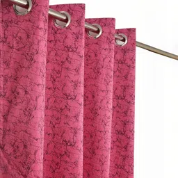 LUZDECOR Pink Printed Velvet 2 Pieces Long Door Black Out Eyelet Curtains 108"x84" image 3