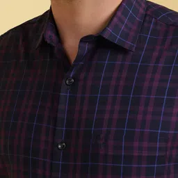 Allen Solly Men Slim Fit Spread Collar Tartan Checked Cotton Formal Shirt image 4